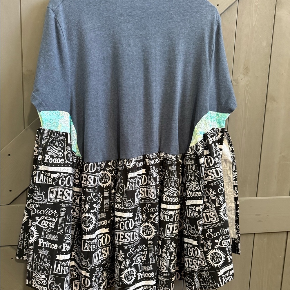 Upcycled Graphic Tee - Jesus Is My Rock - Multicolor fits up to 2x - Picture 6 of 6